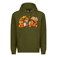 Army Green pumpkin spice latte coffee cups Premium Hoodie - Zillion Design Studio