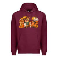 Burgundy pumpkin spice latte coffee cups Premium Hoodie - Zillion Design Studio