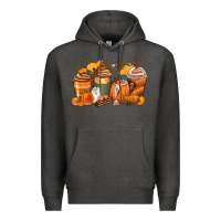 Charcoal Heather pumpkin spice latte coffee cups Premium Hoodie - Zillion Design Studio