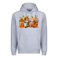 Heather Grey pumpkin spice latte coffee cups Premium Hoodie - Zillion Design Studio