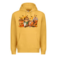 Mustard pumpkin spice latte coffee cups Premium Hoodie - Zillion Design Studio
