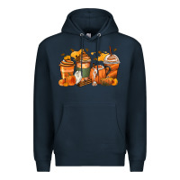 Navy pumpkin spice latte coffee cups Premium Hoodie - Zillion Design Studio