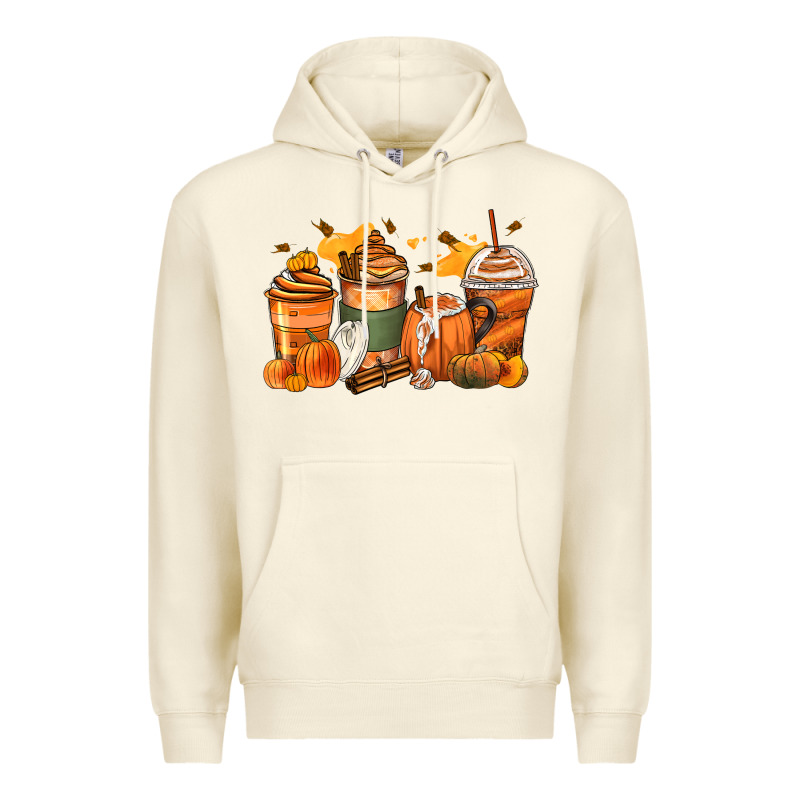 Pumpkin Spice Latte Coffee Cups Premium Hoodie by Zillion Design Studio | Teevron