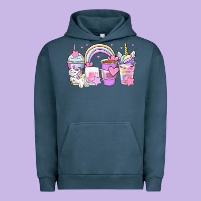 Unicorn Coffee Cups Urban Hoodie Designed By Zillion Design Studio
