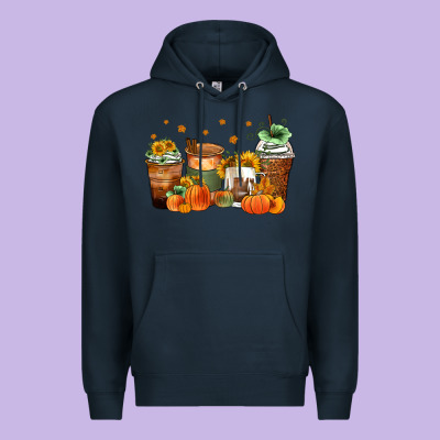 Fall Coffee Cups Premium Hoodie Designed By Zillion Design Studio