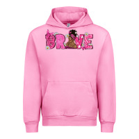 Fuchsia Pink Breast Cancer Brave with Afro Woman Urban Hoodie - texasbilliewilder