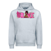 Heather Grey Breast Cancer Brave with Afro Woman Urban Hoodie - texasbilliewilder