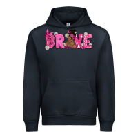 Navy Breast Cancer Brave with Afro Woman Urban Hoodie - texasbilliewilder