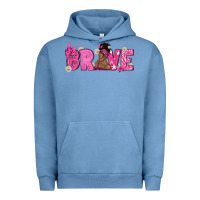 Pigment Pebble Blue Breast Cancer Brave with Afro Woman Urban Hoodie - texasbilliewilder