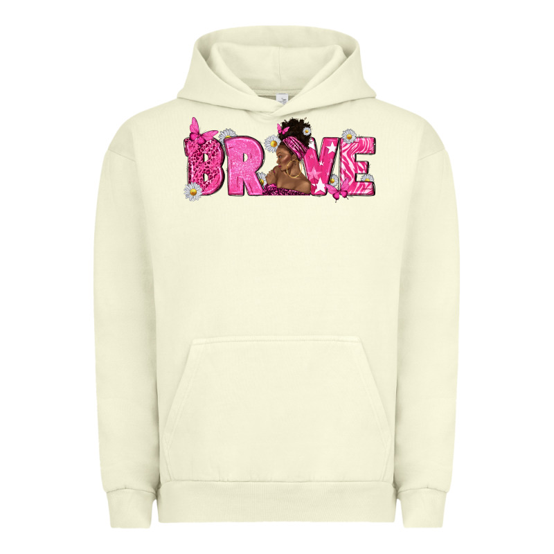 Breast Cancer Brave With Afro Woman Urban Hoodie by texasbilliewilder | Teevron