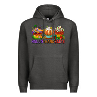 Charcoal Heather hallothanksmas cupcakes Premium Hoodie - texasbilliewilder