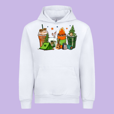 Camping Coffee Cups Urban Hoodie Designed By Zillion Design Studio