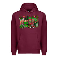 Burgundy christmas tractor coffee cups Premium Hoodie - texasbilliewilder