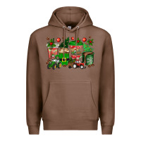 Chestnut christmas tractor coffee cups Premium Hoodie - texasbilliewilder