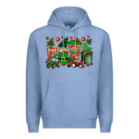 Colony Blue christmas tractor coffee cups Premium Hoodie - texasbilliewilder