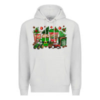 Dove Grey christmas tractor coffee cups Premium Hoodie - texasbilliewilder