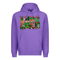 Purple christmas tractor coffee cups Premium Hoodie - texasbilliewilder