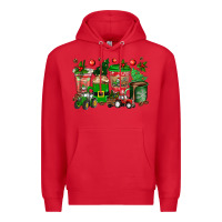 Red christmas tractor coffee cups Premium Hoodie - texasbilliewilder
