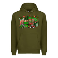 Army Green christmas tractor coffee cups Premium Hoodie - texasbilliewilder