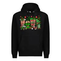 Black christmas tractor coffee cups Premium Hoodie - texasbilliewilder