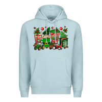 Blue Mist christmas tractor coffee cups Premium Hoodie - texasbilliewilder