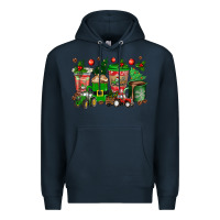 Navy christmas tractor coffee cups Premium Hoodie - texasbilliewilder
