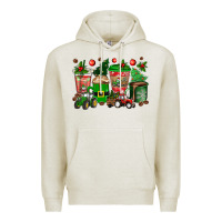 Oatmeal Heather christmas tractor coffee cups Premium Hoodie - texasbilliewilder