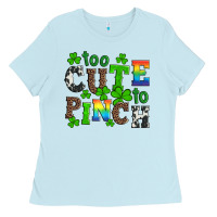 Baby Blue st patricks too cute to pinch Ladies Tee - Artiststas