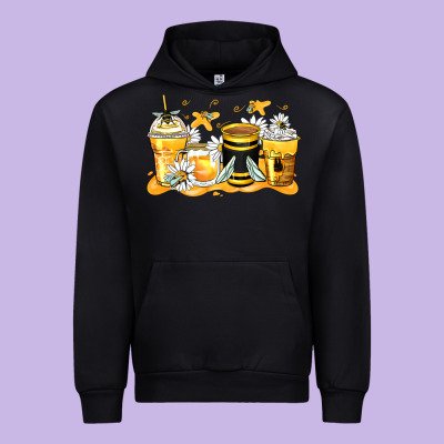 Bumble Bee Coffee Cups Urban Hoodie Designed By Zillion Design Studio