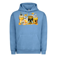 Pigment Pebble Blue bumble bee coffee cups Urban Hoodie - Zillion Design Studio