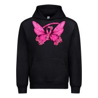 Black Breast Cancer Butterfly Urban Hoodie - texasbilliewilder