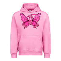 Fuchsia Pink Breast Cancer Butterfly Urban Hoodie - texasbilliewilder