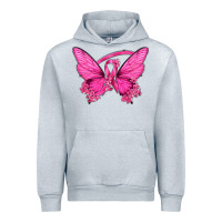 Heather Grey Breast Cancer Butterfly Urban Hoodie - texasbilliewilder