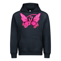 Navy Breast Cancer Butterfly Urban Hoodie - texasbilliewilder