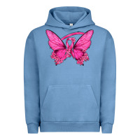 Pigment Pebble Blue Breast Cancer Butterfly Urban Hoodie - texasbilliewilder