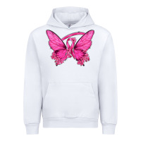 White Breast Cancer Butterfly Urban Hoodie - texasbilliewilder