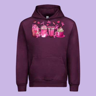 Breast Cancer Coffee Cups Urban Hoodie Designed By Texasbilliewilder