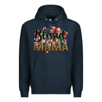 Navy flowers blessed mama Premium Hoodie - Zillion Design Studio