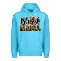 Ocean Blue flowers blessed mama Premium Hoodie - Zillion Design Studio