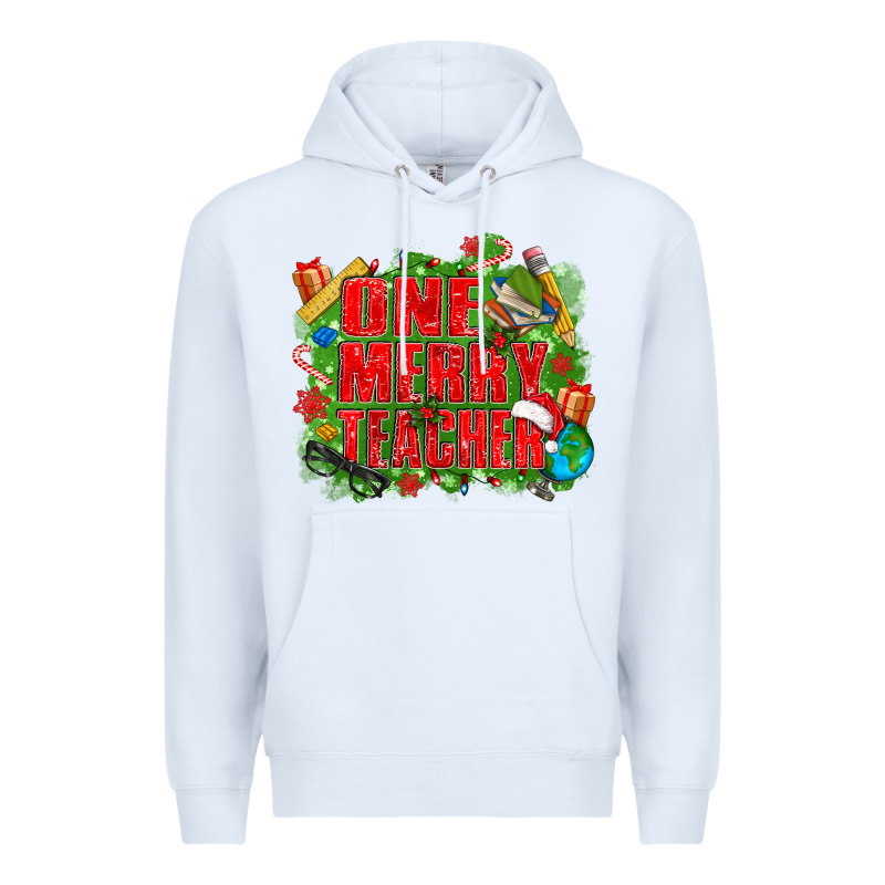 One Merry Teacher Premium Hoodie by texasbilliewilder | Teevron
