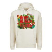 Oatmeal Heather one merry teacher Premium Hoodie - texasbilliewilder