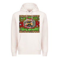 Pale Pink Christmas school bus Premium Hoodie - texasbilliewilder