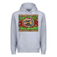 Heather Grey Christmas school bus Premium Hoodie - texasbilliewilder