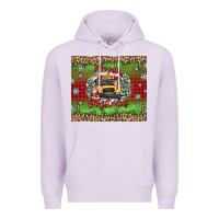 Lilac Christmas school bus Premium Hoodie - texasbilliewilder