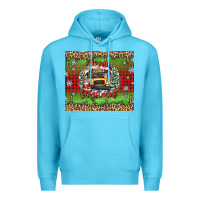 Ocean Blue Christmas school bus Premium Hoodie - texasbilliewilder