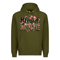 Army Green flowers blessed auntie Premium Hoodie - Zillion Design Studio