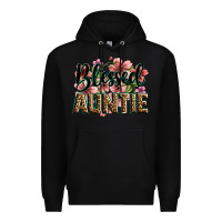 Black flowers blessed auntie Premium Hoodie - Zillion Design Studio