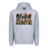 Heather Grey flowers blessed auntie Premium Hoodie - Zillion Design Studio