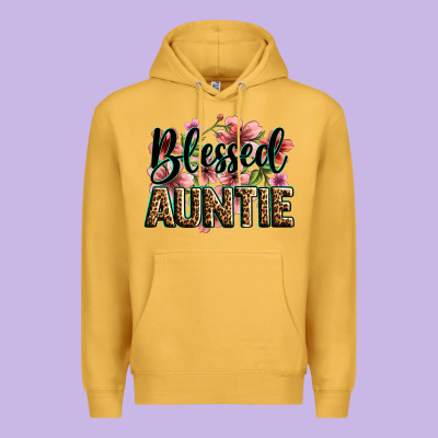 Flowers Blessed Auntie Premium Hoodie Designed By Zillion Design Studio