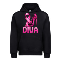 Black Breast Cancer Diva Ribbon and Heels Urban Hoodie - texasbilliewilder